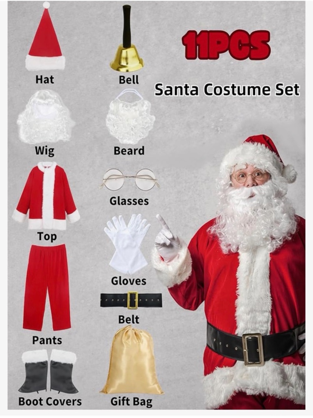Kids Santa Costume Set - Red and White Christmas Outfit